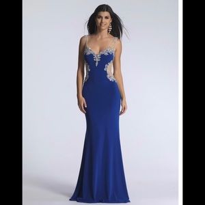 Dave & Johnny Sapphire Blue prom dress